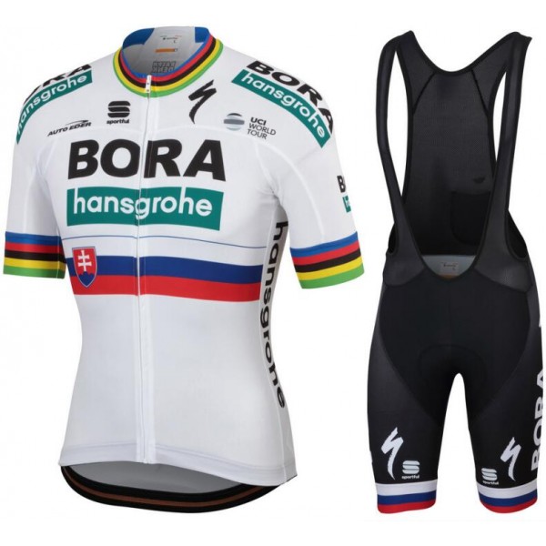 Bora Hansgrohe 2019 Slovak Champion Fietskleding Set Wielershirt Korte Mouw+Korte Fietsbroeken Bib